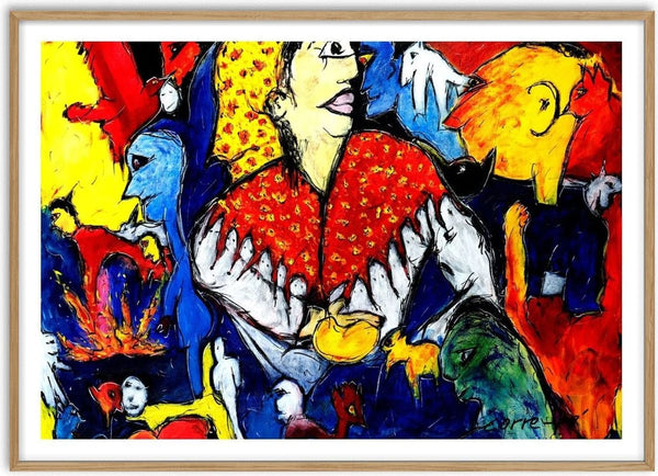 Todos Comem, Todos Gostam by Corre-Pé - a crowd of faces and animals in red, yellow and blue
