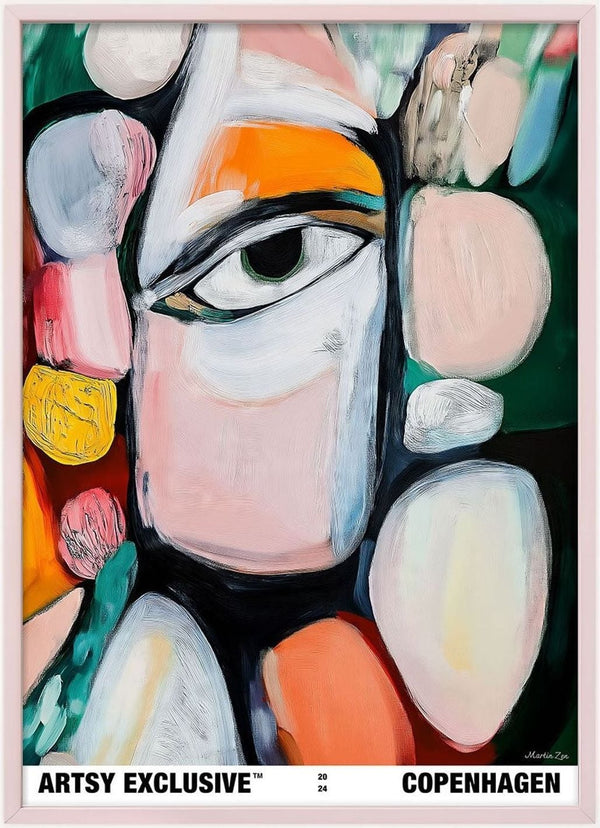Abstract face painting with vibrant colors and bold shapes from Vibrant Harmony by Martin Zen.