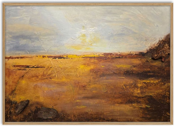 When the Light Grows Quiet by Sabine Halbrock - an ochre and brown landscape under a pale sky