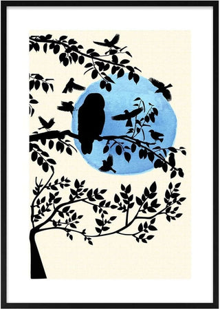 Wintermorning and birds poster